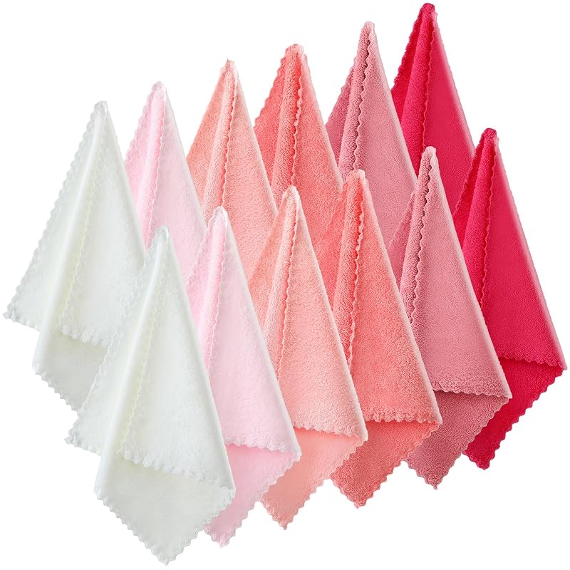 Syhood Panos faciais de microfibra 30,48 x 30,48 cm, série rosa, pacote com 12