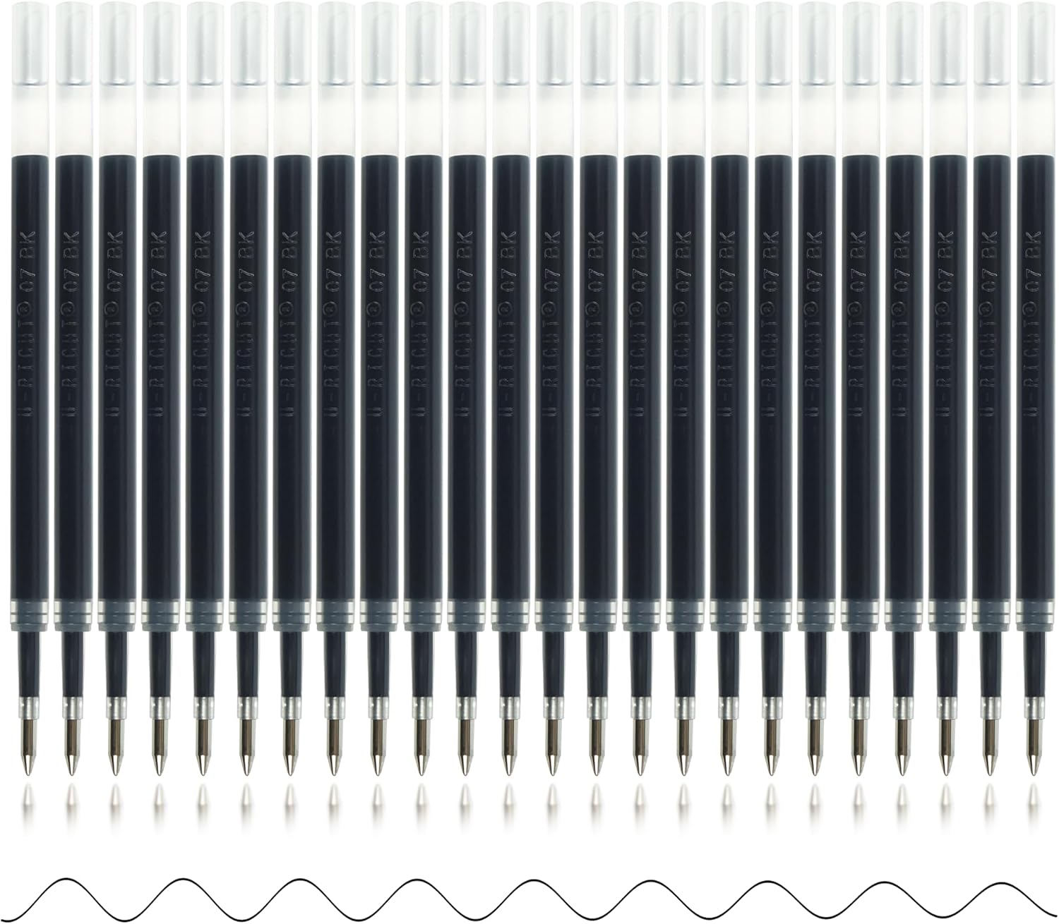 24 Pcs Retractable Black Gel Ink Refills, 0.7 mm Point Black Ink