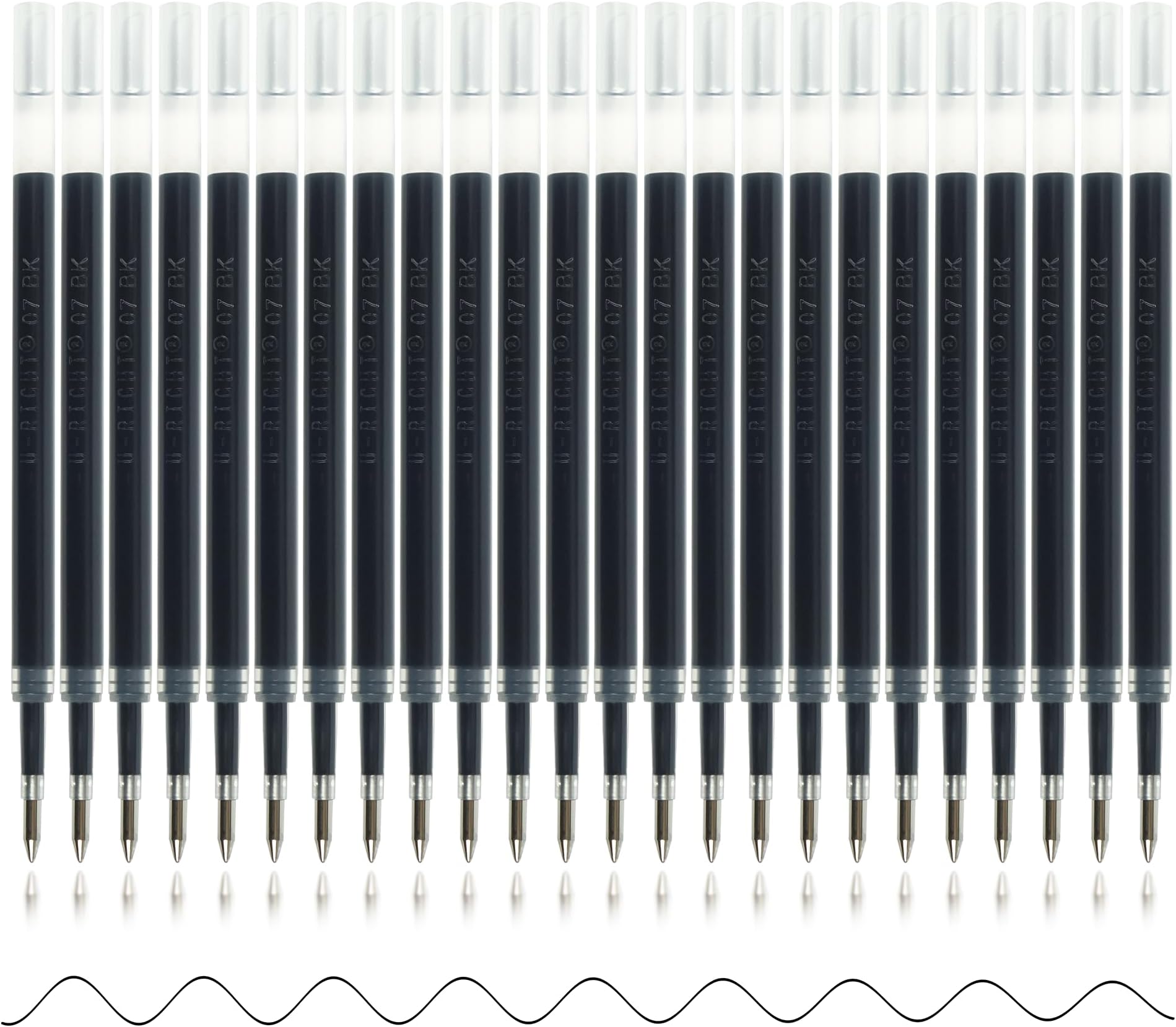 24 Pcs Retractable Black Gel Ink Refills, 0.7 mm Point Black Ink