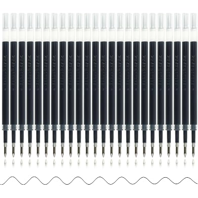 24 Pcs Retractable Black Gel Ink Refills, 0.7 mm Point Black Ink