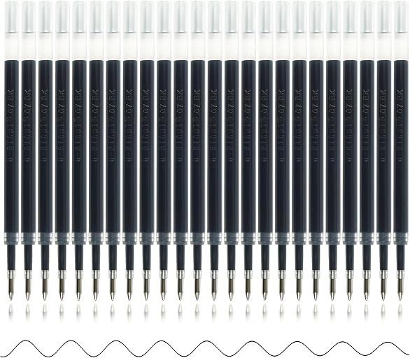 24 Pcs Retractable Black Gel Ink Refills, 0.7 mm Point Black Ink