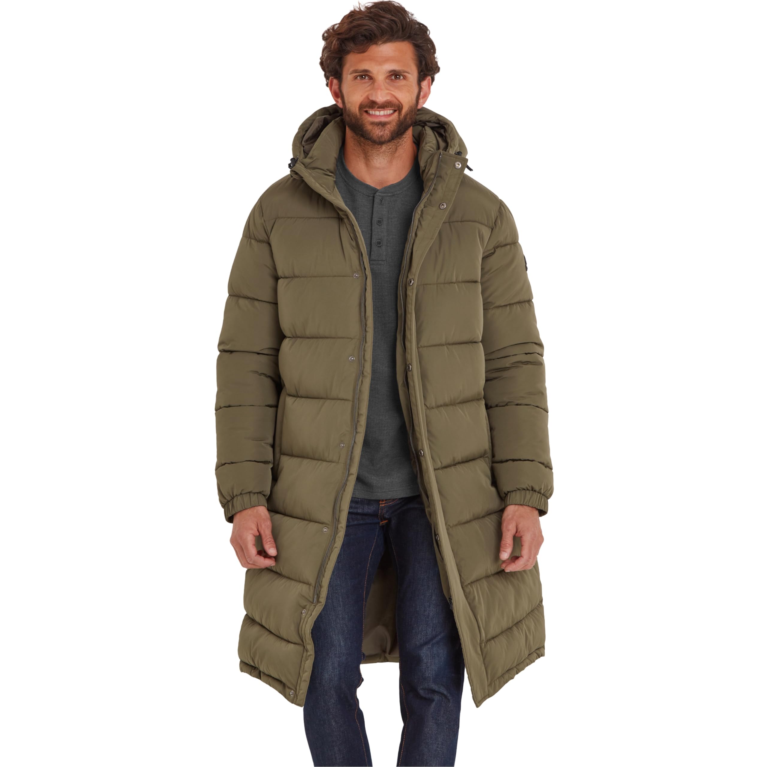 TOG24 Mens Padded Jacket. Wind Resistant & Warm With Insulation Made From Recycled Plastic Bottles. Mens Padded Coat In A Chunky Quilted Design & With 2-Way Zip Openers