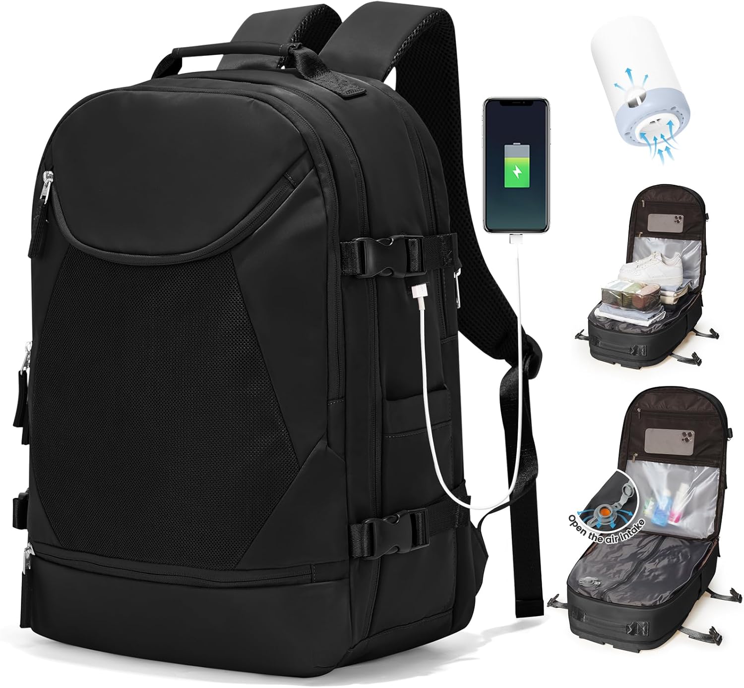 SZLX Cabin Luggage for Ryanair Easyjet Backpack Travel Cabin Under Seat Hand Luggage Airplane Female Backpack for 14 Inch Laptop Men with Shoe Compartment