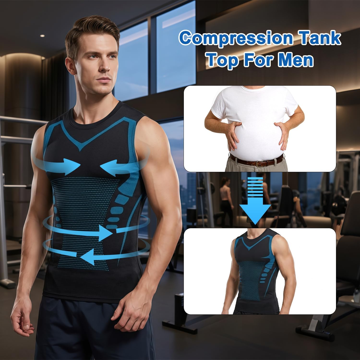Mens Compression Shirt Slimming Body Shaper Vest