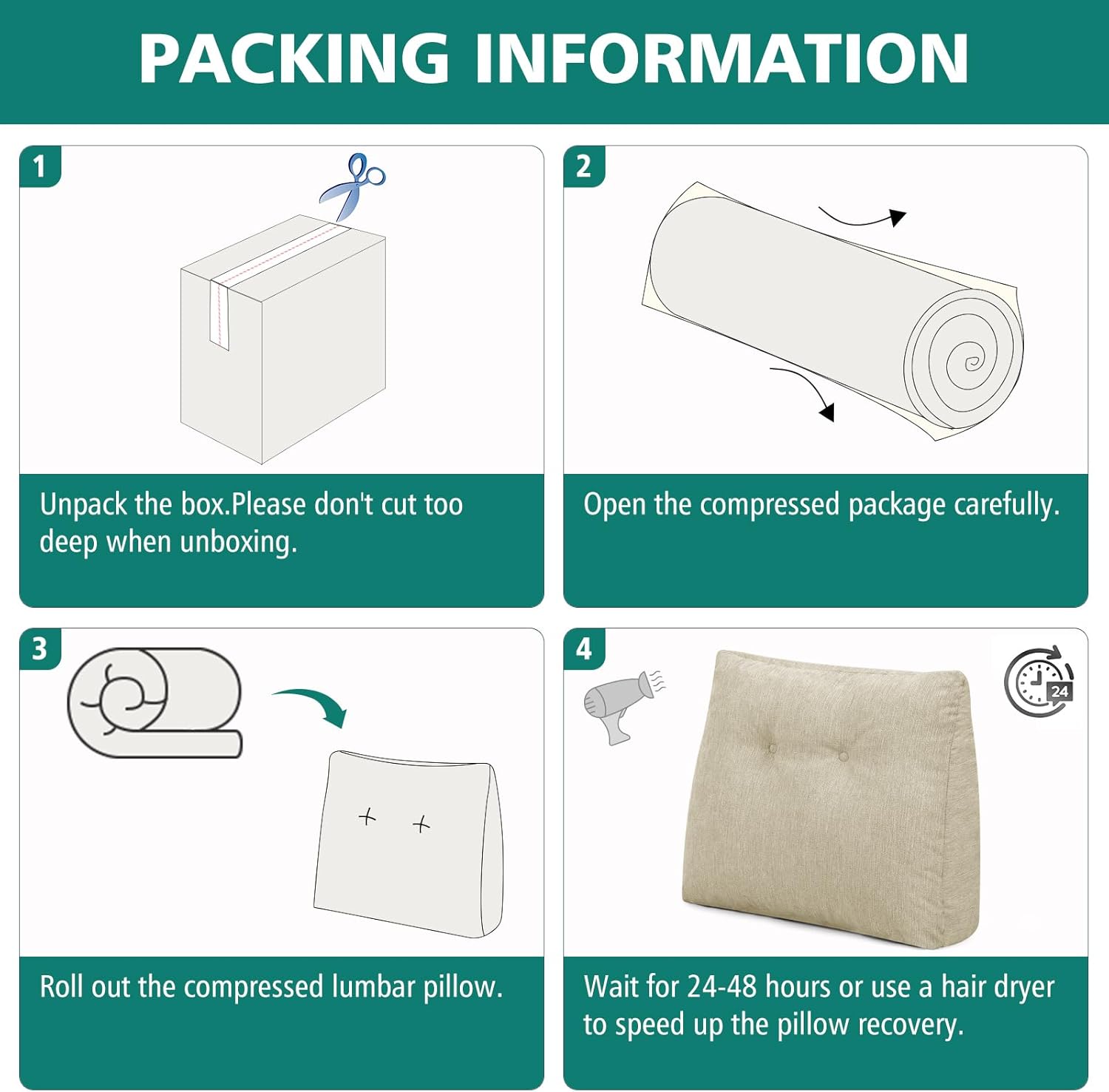 TANYOO Back Support Pillow for Recliner Soft Dual Layer Lumbar Support Pillow with Shredded Memory Foam Ergonomic Orthopedic Couch Lumbar Cushions for Elderly Lower Back Pain Relief Khaki - Image 7