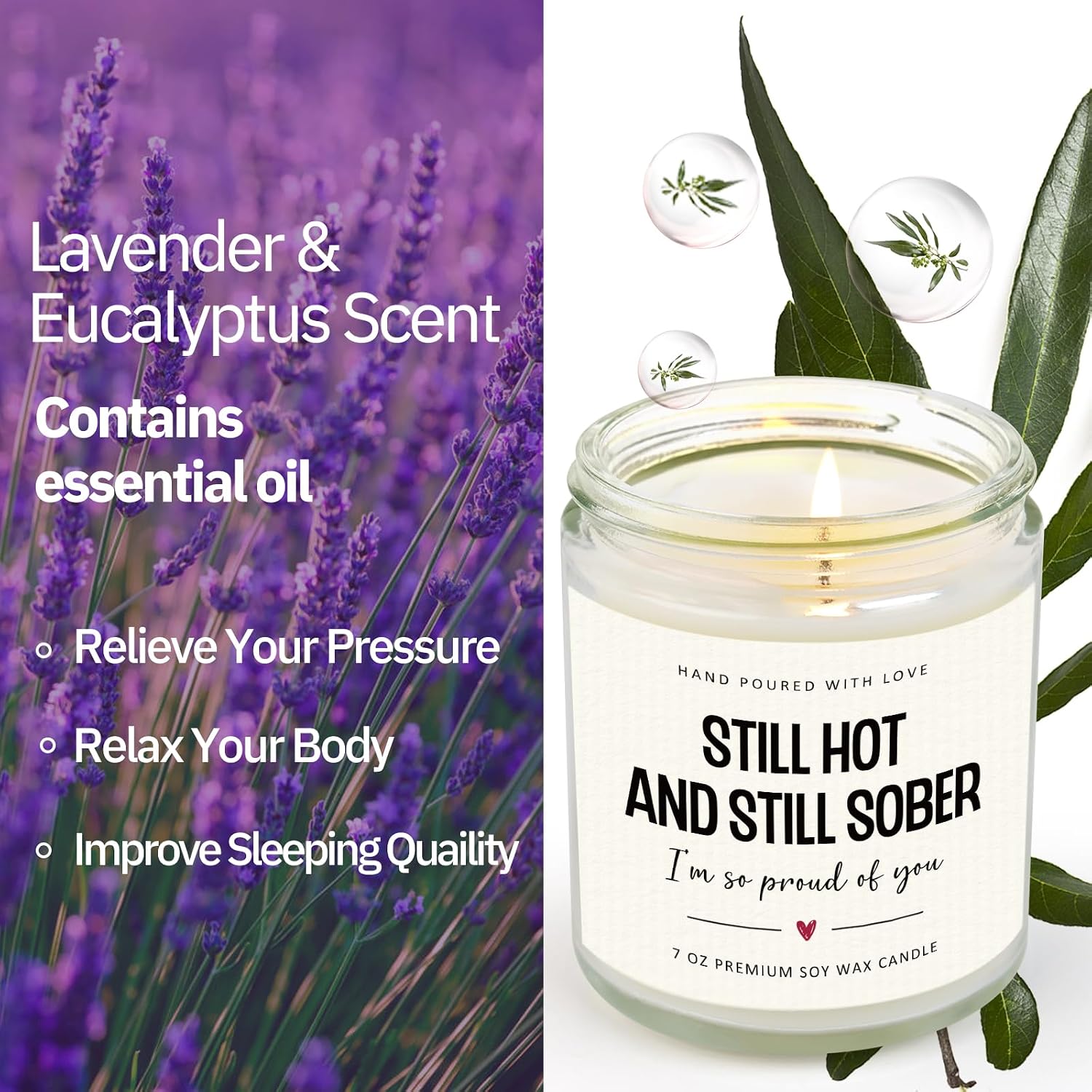 Sobriety Gifts for Women/Men, “Proud of You” Sober Candle, 7oz image 4
