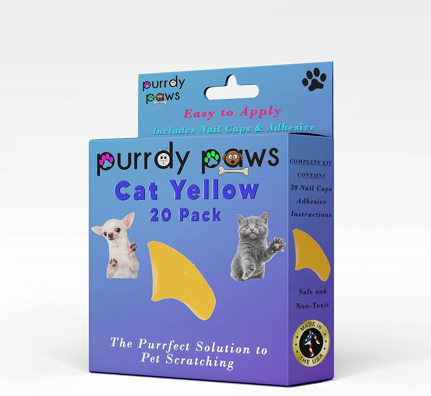 Purrdy Paws Soft Nail Caps for Cat Claws Yellow Large