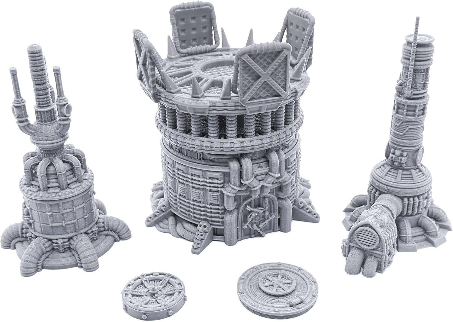 EnderToys Modular Plasma Stacks by Printable Scenery, 3D Printed Tabletop RPG Scenery and Wargame Terrain 28mm Miniatures, Grey
