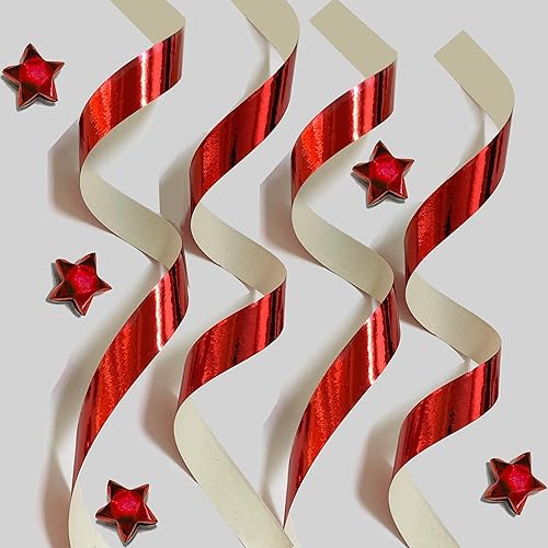 Vista 3 de 500-Strip Red Foil Paper Strips for Making Origami Stars, Lucky Stars, Puff Stars. Reflective Mirror Shiny Paper Strips, 0.5 x 11 inch.