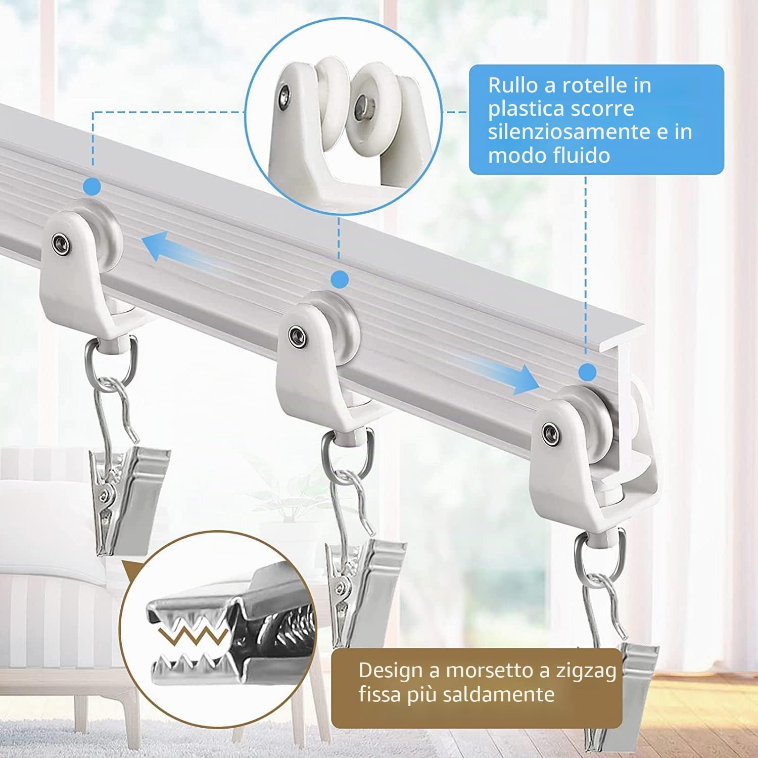 Binario per tenda da soffitto, flessibile, pieghevole, 3 metri, binario per tende curvo, sistema di montaggio a parete per divisorio, finestra a bovindo