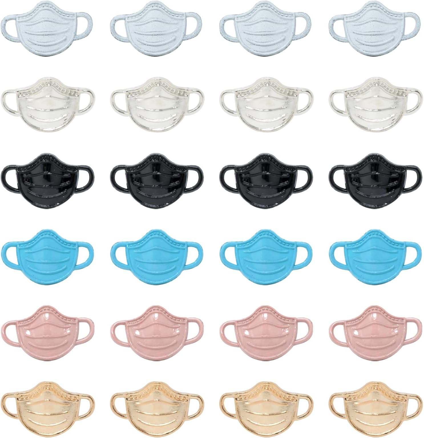 HONBAY 36PCS Enamel Alloy Face Mask Charms Connectors Double Hole Face Mask Charms Link Pendant Creative Bead Charms for Earrings Bracelets Anklets Necklaces Jewelry Making and DIY Crafts - 6 Colors