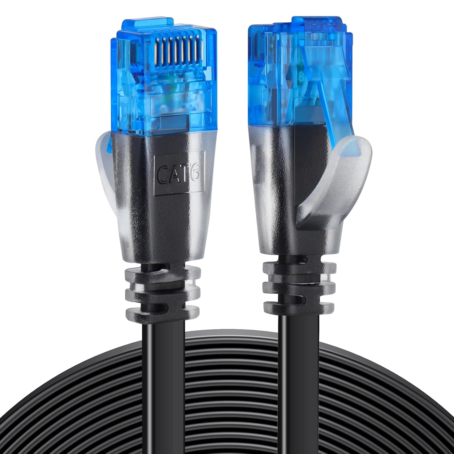 Cat 6 Flat Ethernet Cable 150 ft, White Long Internet Cable with rj45 connectors, High Speed White LAN Cable with Clips & Straps