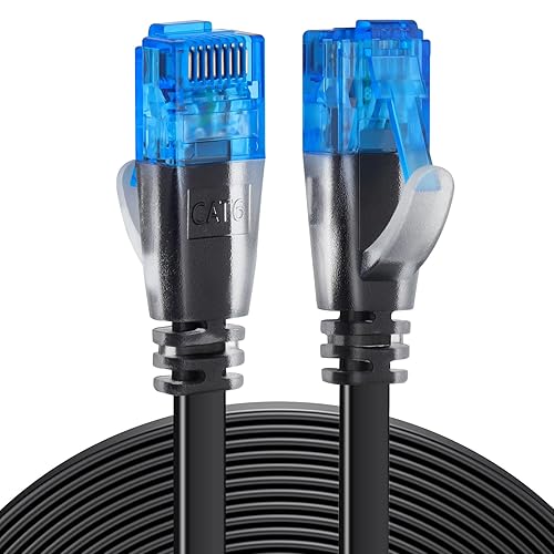 Miniatura 8 de Ercielook Cable Ethernet de 30 pies de alta velocidad, cable de red plano Cat 6 con conectores Rj45, cable LAN con clips, color blanco