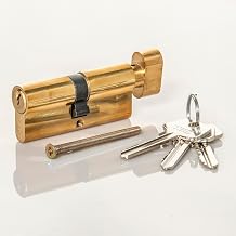 TSS Brass Thumb Turn Euro Cylinder Lock, Euro Door Barrel Lock with Anti-Drill & Anti-Pick Protection. Suitable for All Door Types. Euro Cylinder Locks 40mm Turn Side x 60mm External