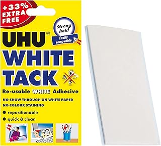UHU WHITE TACK | Original REUSABLE Sticky Adhesive | Multi-Purpose | Repositionable | HOME SCHOOL OFFICE (1 x PACK (SAMPLE) UHU - WHITE TACK)