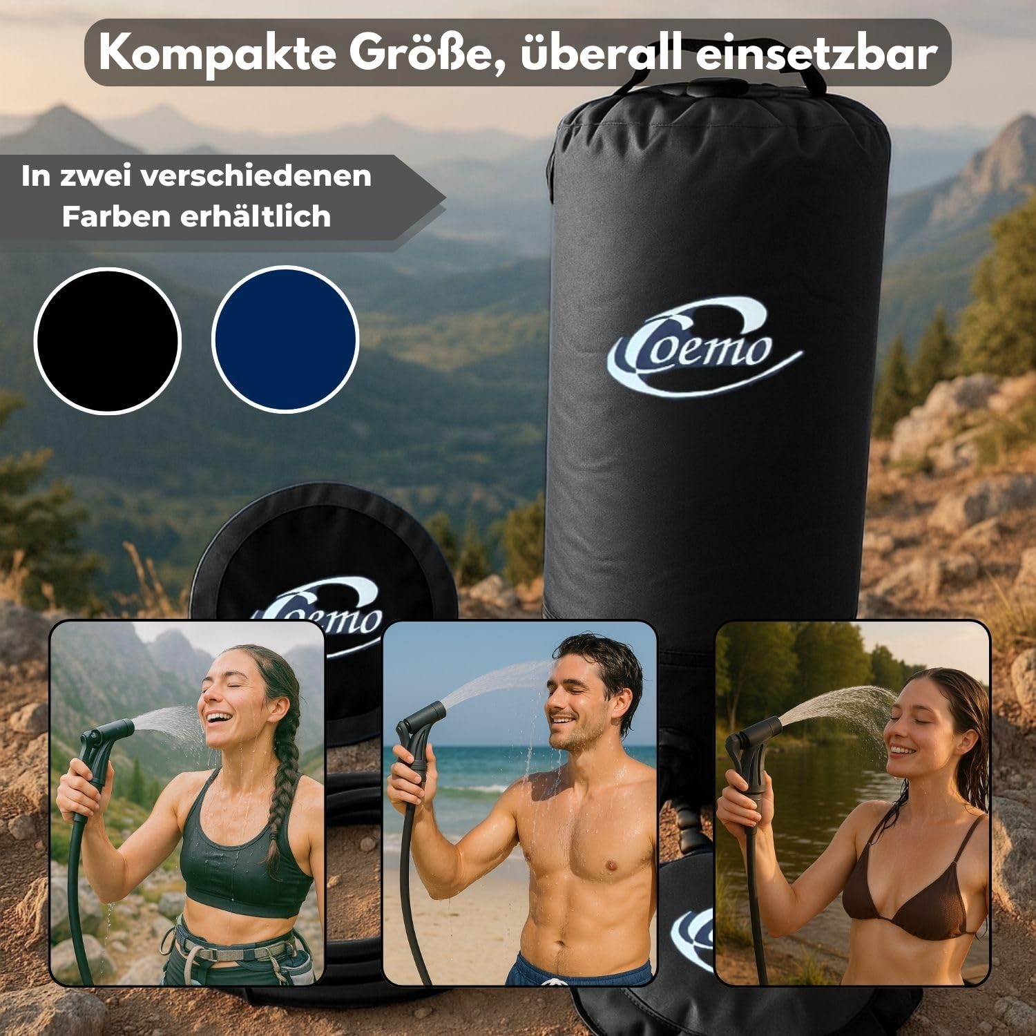 Coemo Tragbare Campingdusche mit Pumpe, 11L Solardusche
