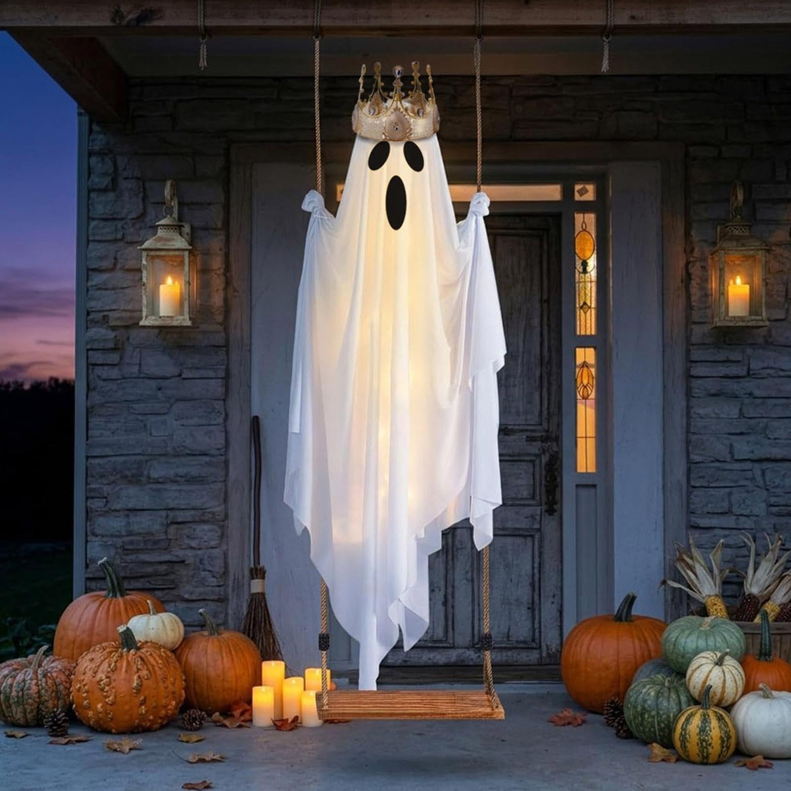 Decoración De Halloween Fantasma Oscilante con Luz Halloween 150 cm De Alto