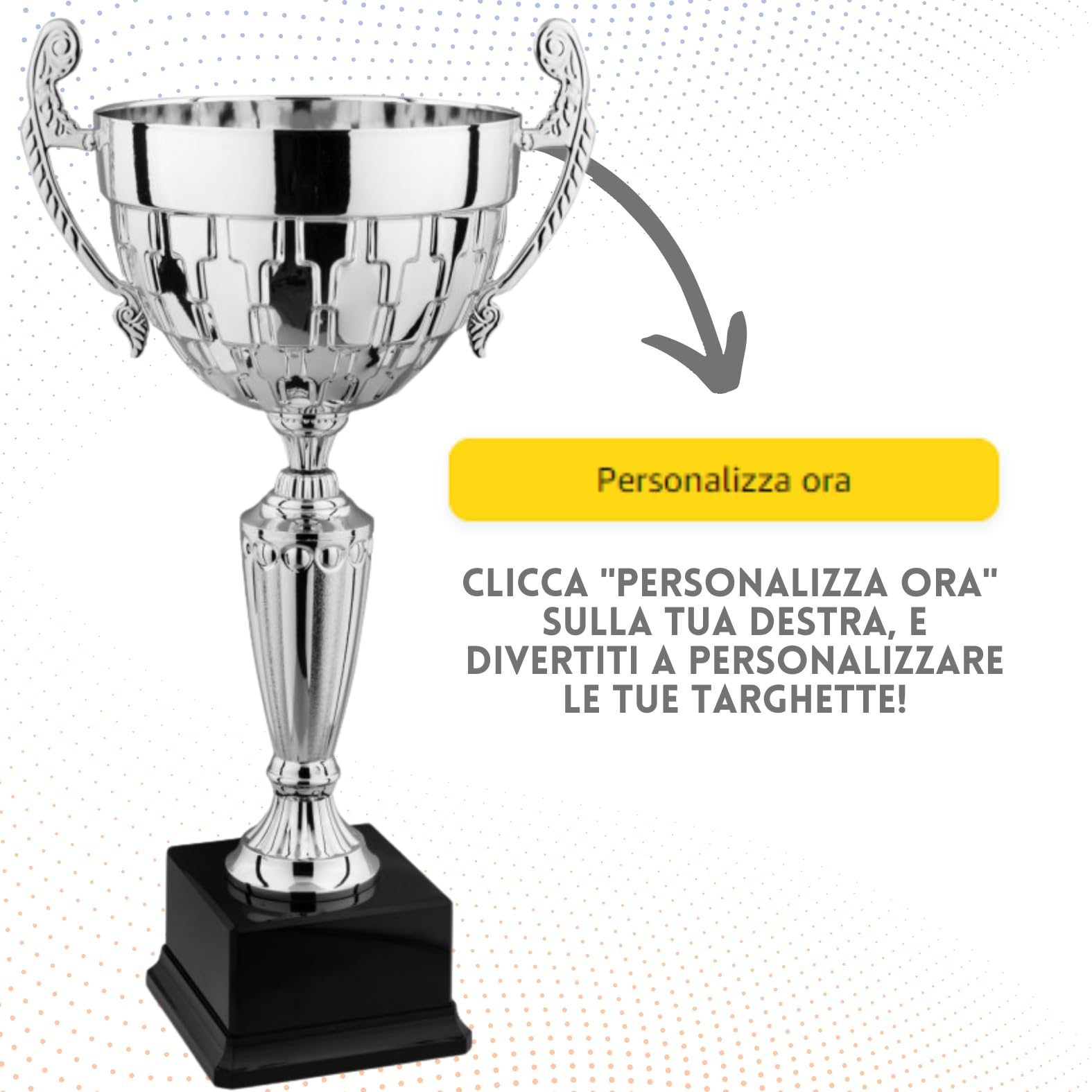 Generico Coppa Trofeo Personalizzabile Grande in Metallo Varie Misure Calcio, Fantacalcio, Tennis, Padel, Basket Premiazioni Sportive ed Eventi con Targhetta Personalizzata cod 7.561