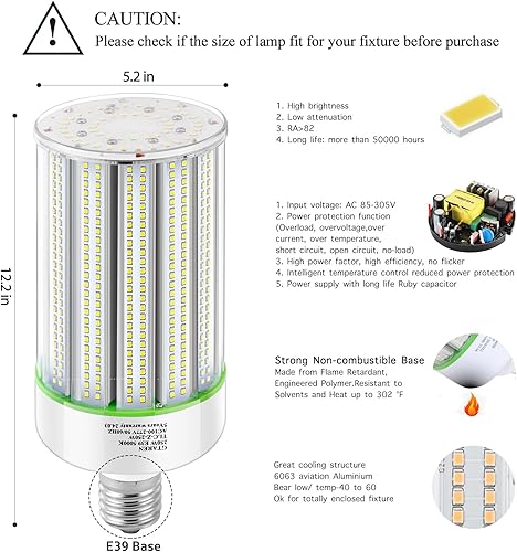 Miniatura 2 de Bombilla LED de maíz de 250 W, reemplazo de halogenuros metálicos de 1000 W, bombilla LED de base Mogul E39 de 5000 K, lámpara HPS HID para uso