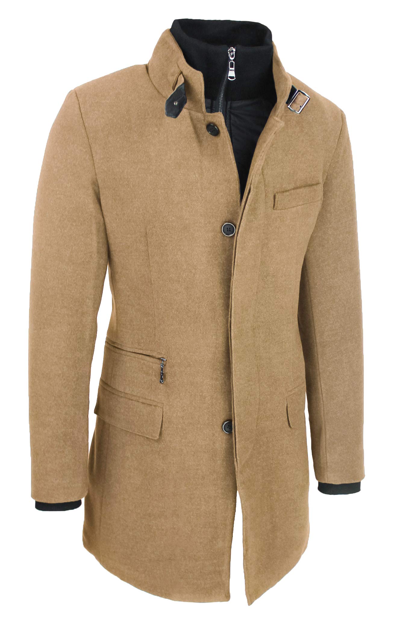 Cappotto Uomo Sartoriale Elegante Slim Fit Invernale Giacca Lunga Soprabito con Gilet Interno