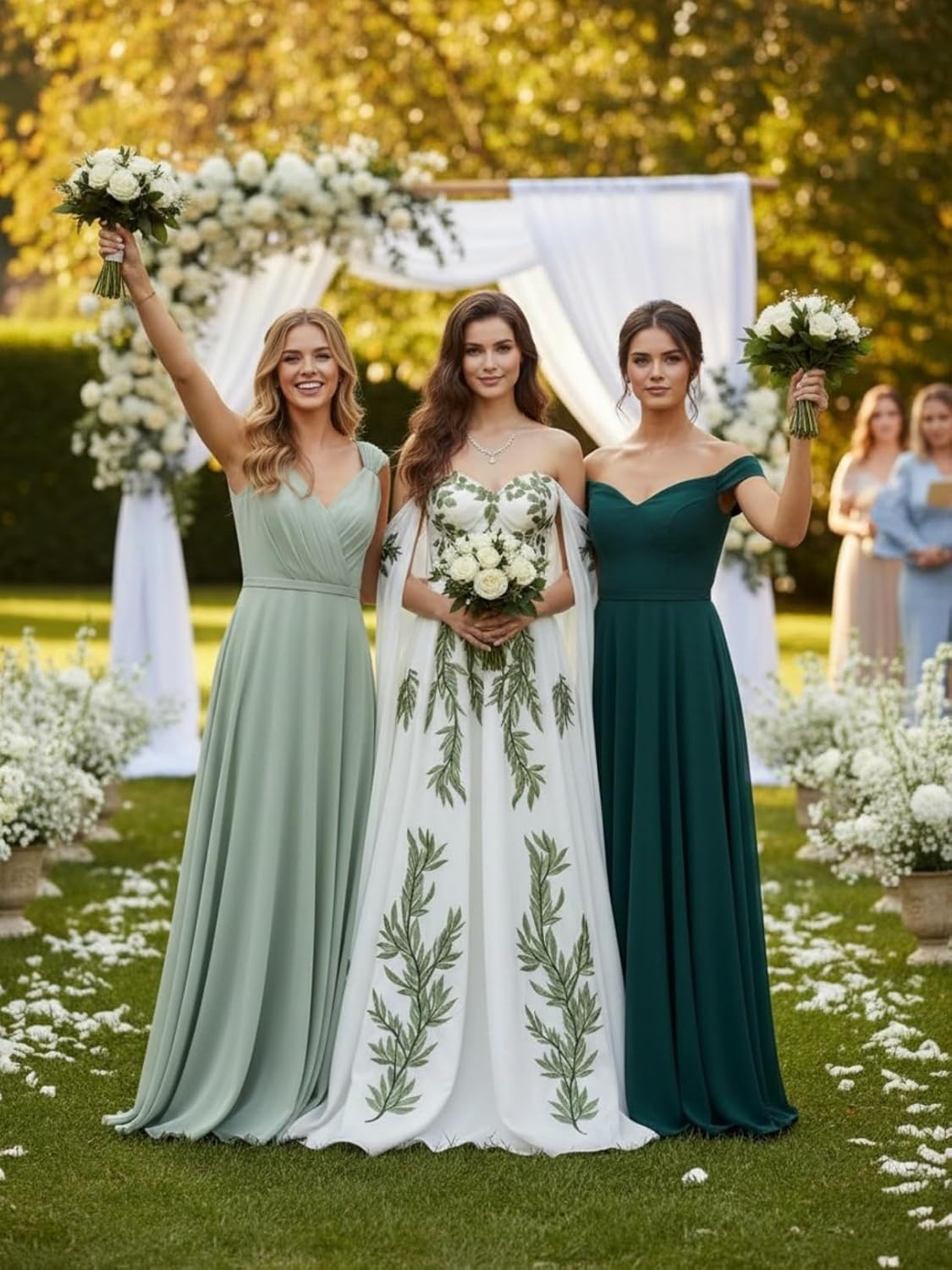 Floral Chiffon Wedding Dress for Bride Off The Shoulder Long Embroidered Bridal Gowns - Image 6