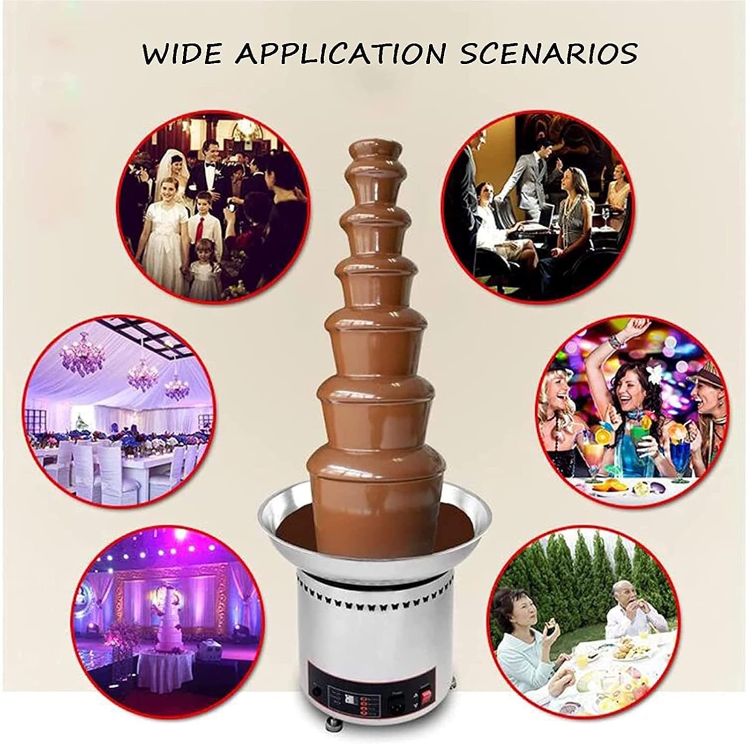 Chocolate Fountain Commercial Chocolate Fountain Chocolate Fountain Machine Stainless Steel Chocolate Fountain Fondue for Cake Shop,Hotel,House,Restaurant,Banquet,4Tier