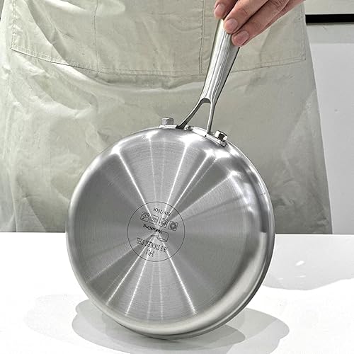 Miniatura 5 de Sartén de acero inoxidable de tres capas de 8 pulgadas, sartén pequeña para cocina de chef, horno de inducción apto para lavavajillas, compatible