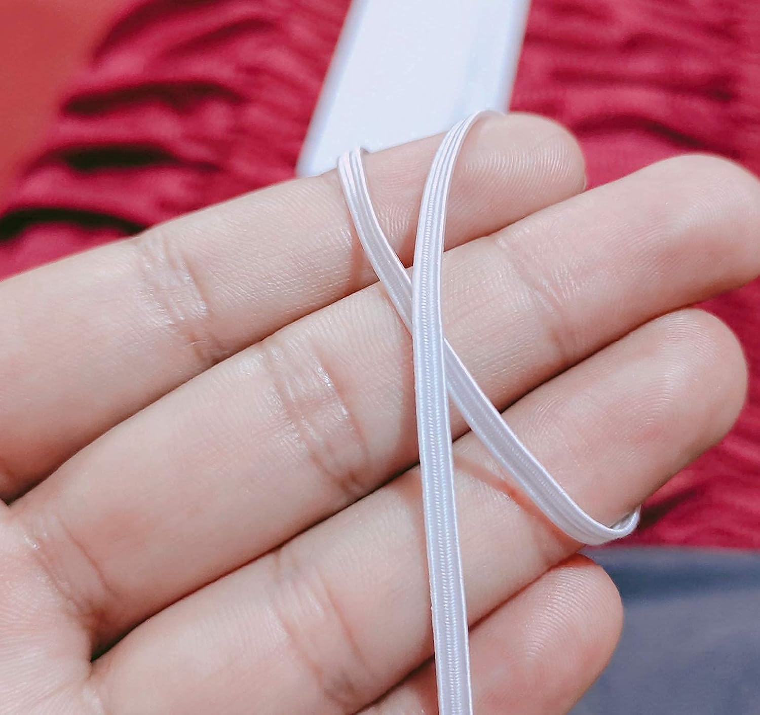 Noshad® White, 3mm, 1/8" Flat Elastic Band Cord for Sewing Dressmaking