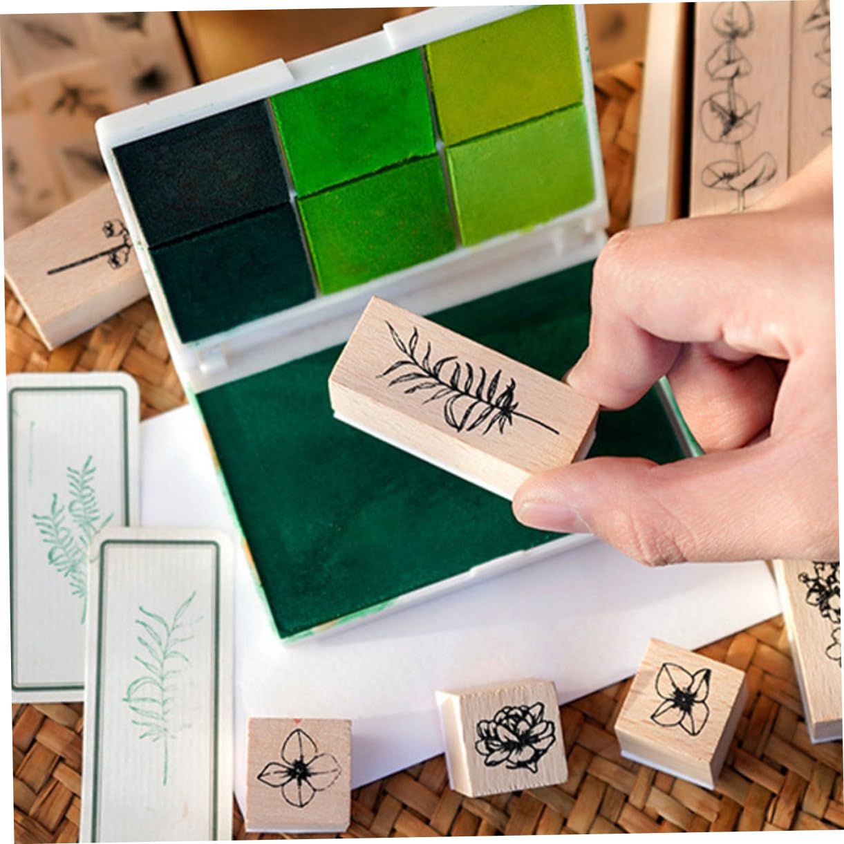 HOMSFOU 4 Sätze Pflanzensiegelsatz Mini Journaling-Zubehör benutzerdefinierte Briefmarken Stempeln für Scrapbooking -Briefmarken kleine Holzstempel Holzstempelset hölzern