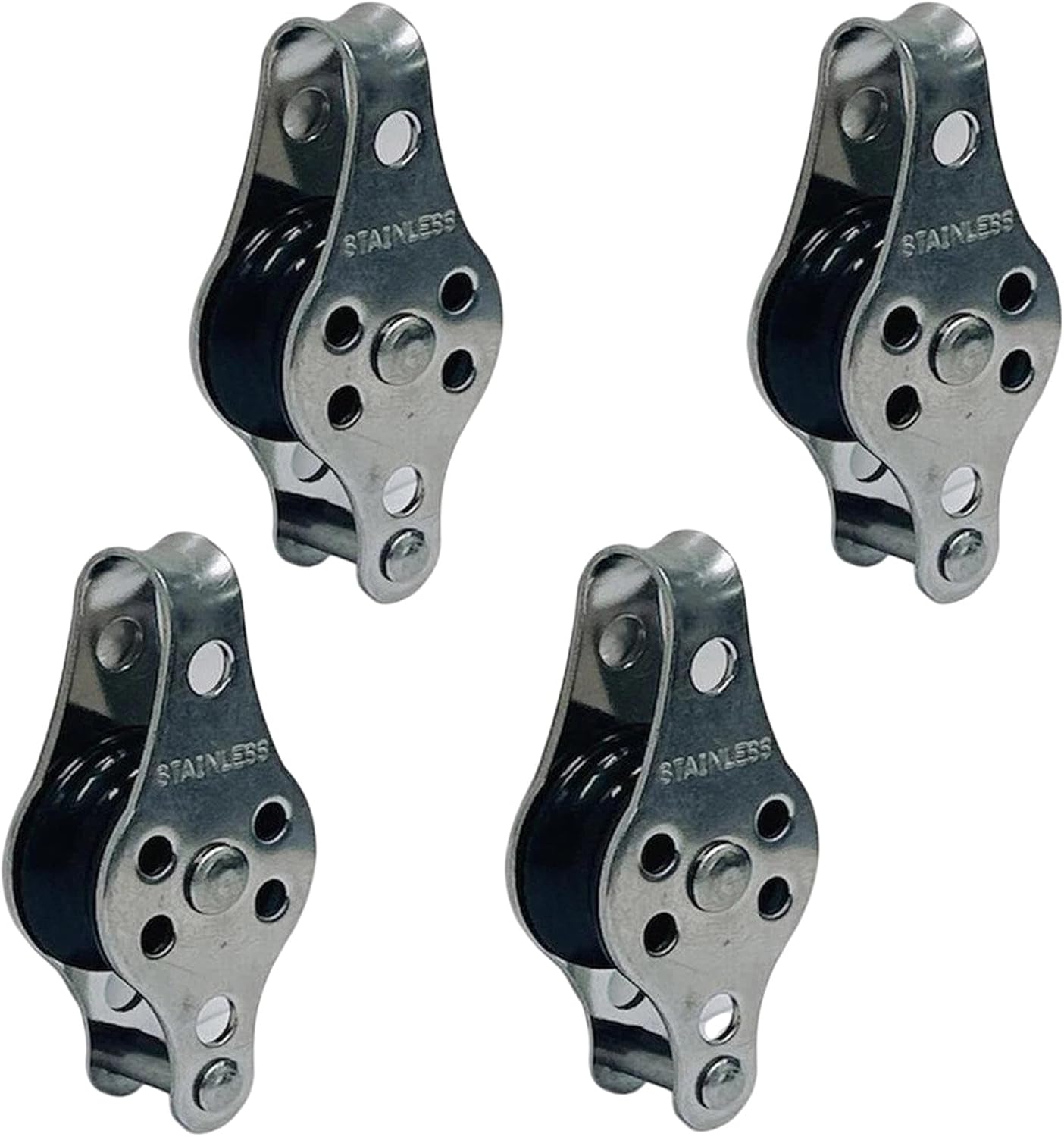 1/4" Sailing Block Marine Stainless Steel Rope Sheave Hardware Becket Nylon Sheave 4 Pcs