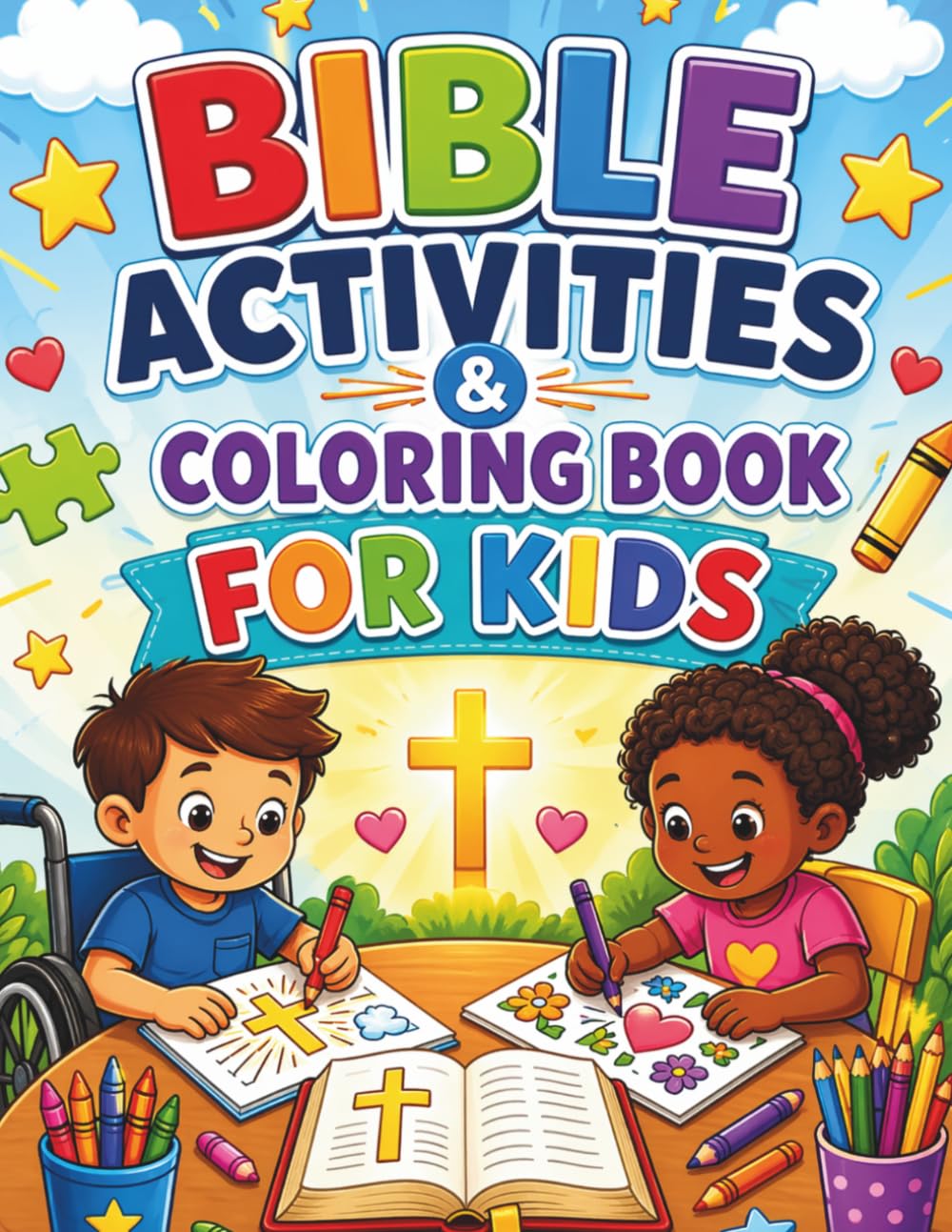 Bible Verse Coloring and Activity Book for Kids: Christian Coloring Pages, Word Searches, Mazes & Scripture Activities for Ages 8–13 (Bible Activities Collection)
