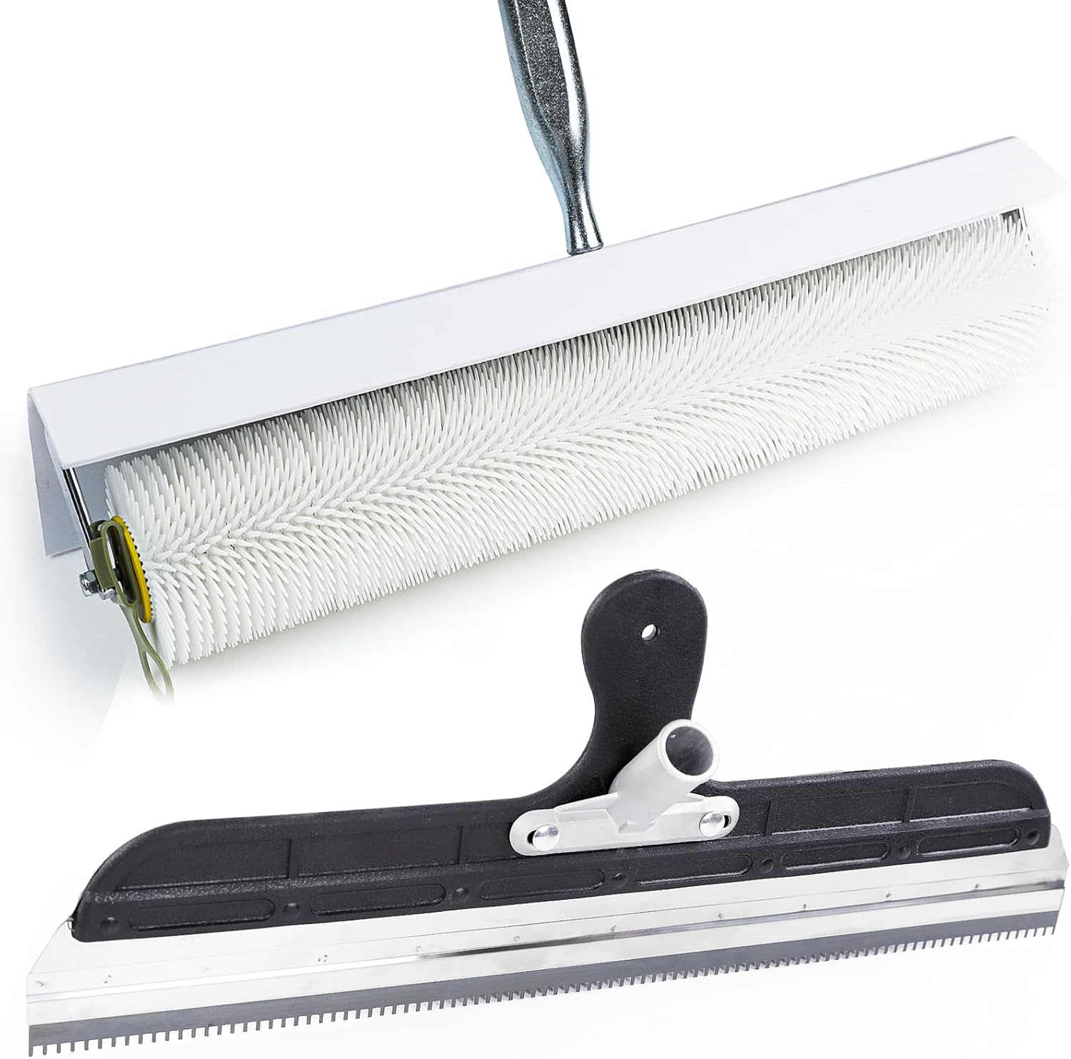 Spiked Roller and Epoxy Floor Squeegee Bundle for Self Leveling Concrete Garage Floor Coating Industrial DIY Flooring Tools with 21mm Spikes and Detachable 5mm Notched Blade