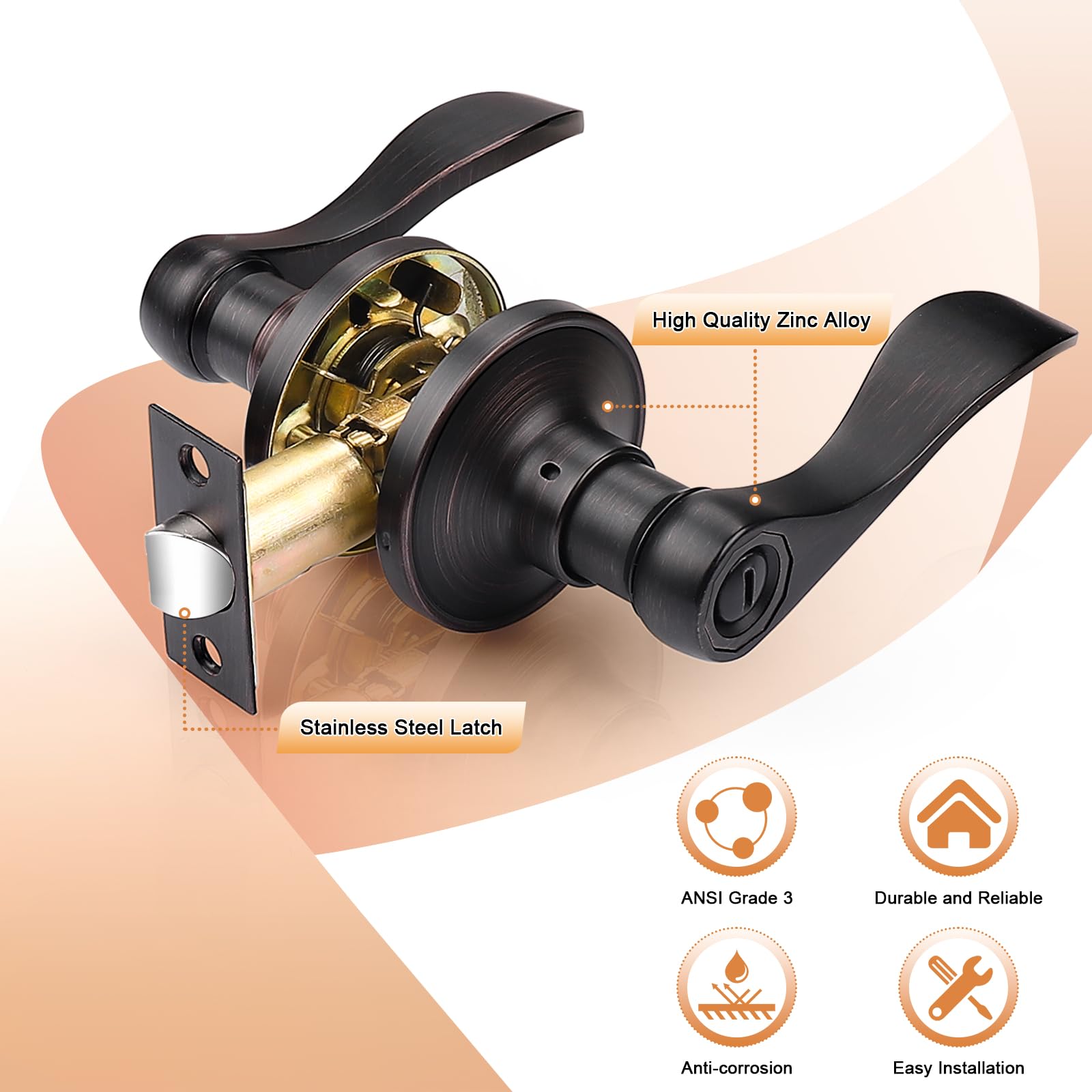 Probrico Dl12061orb Verrou de porte avec, Bronze huilé Finition