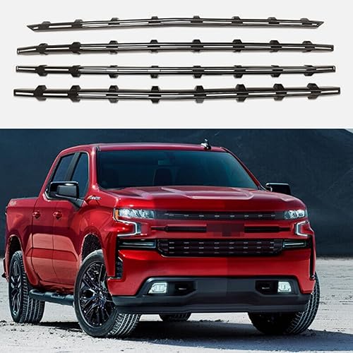 Miniatura 1 de NINTE Cubierta de rejilla para modelos Chevy Silverado 1500 LT y RST 2019-2022, 4 piezas de cubiertas de parrilla de ABS negro brillante