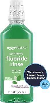 Amazon Basics Anticavity Fluoride Rinse, Alcohol-Free, Fresh Mint Flavor, Breath Freshener, Sugar-Free, 18 Fluid Ounces, 1-Pack (Previously Solimo)