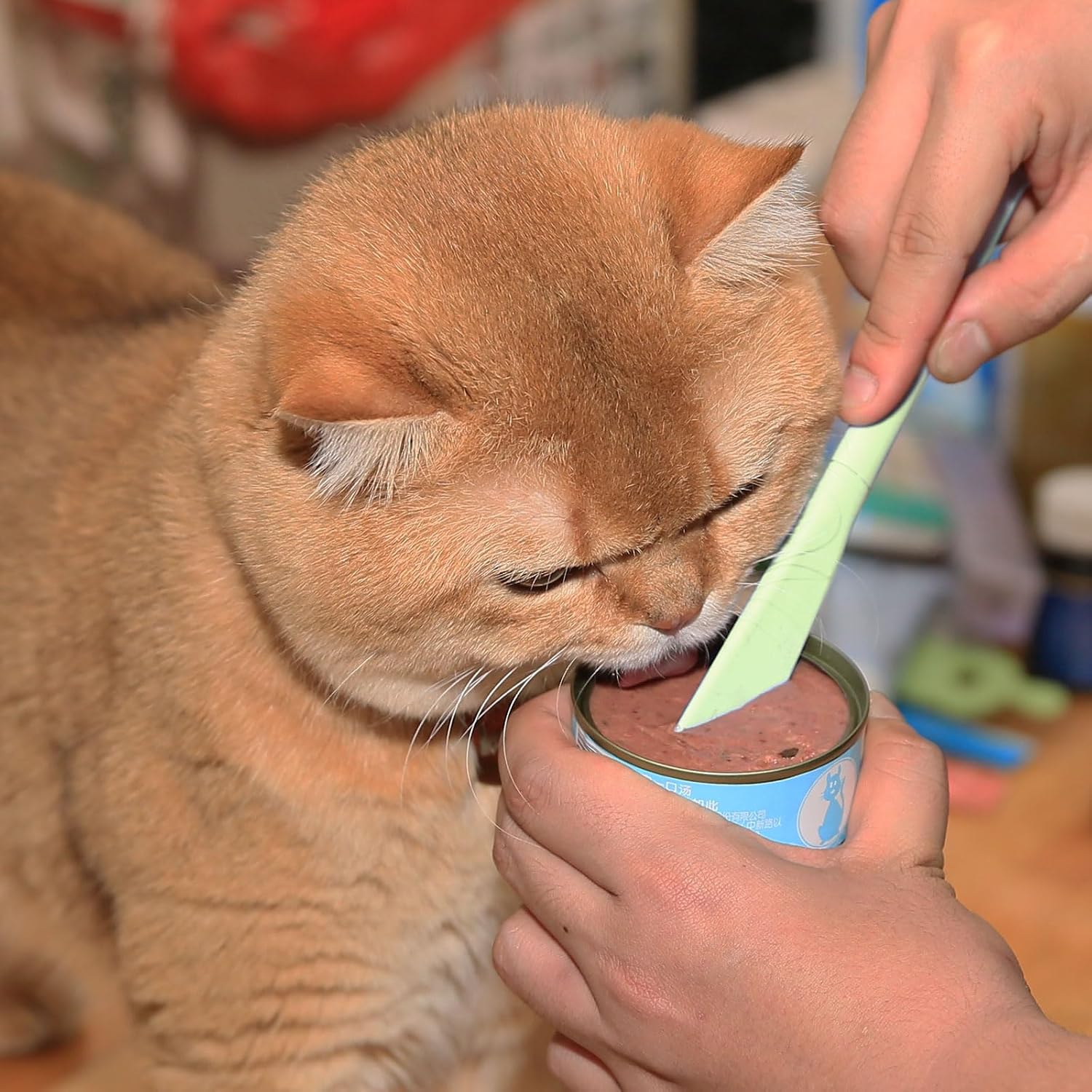 Cat Food Spoon for Wet or Dry Foods, 2-Pack Silicone Pet Food Spatula with Cute Paw-Shaped, Long-Handle Multifunctional Mixing Spoon for Cats and Dogs, Green & Pink image 4