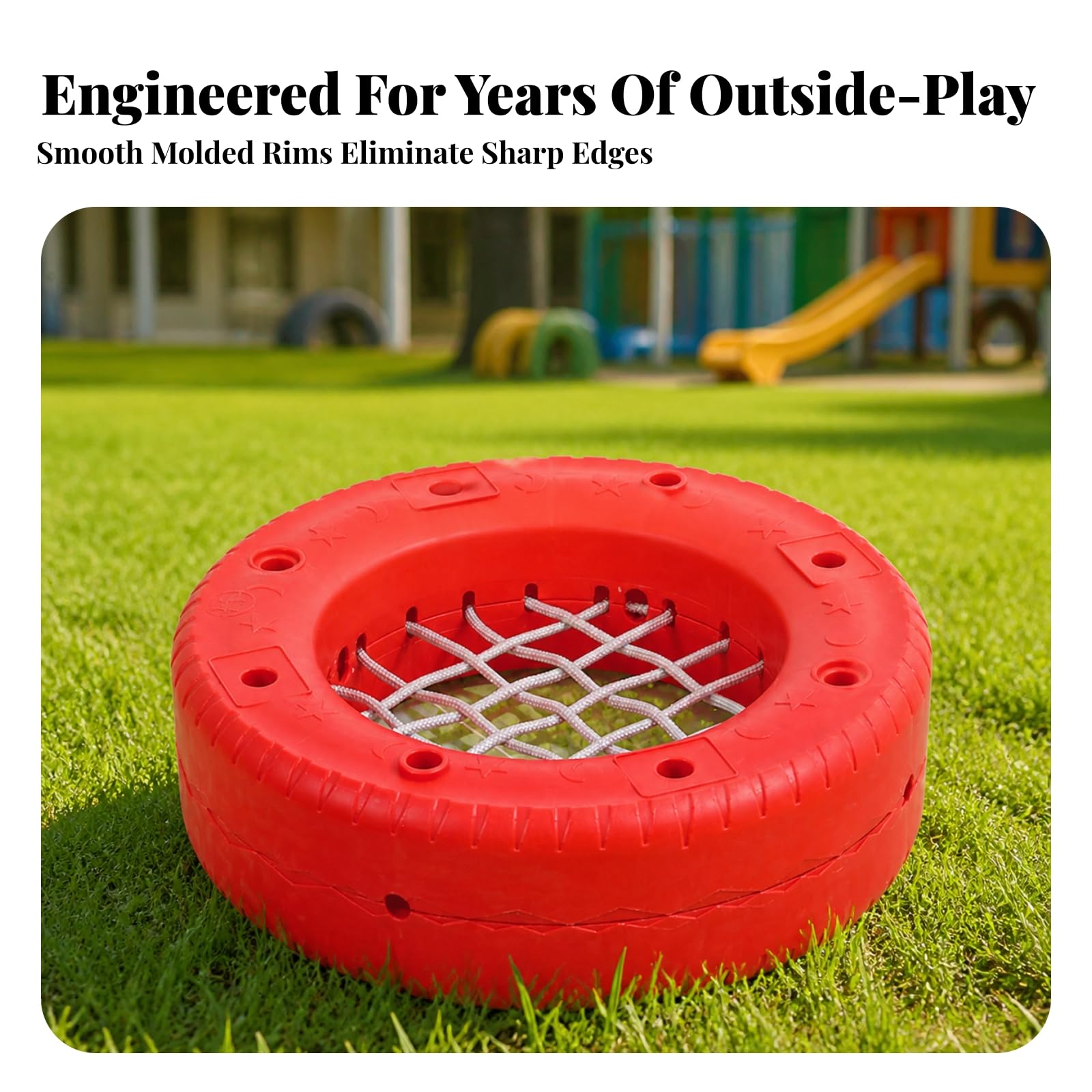 Spielreifen mit Seilnetz Sicher Sitzreifen mit Drainagelöchern geruchlos Gartenspielreifen für, Gartenbesitzer,