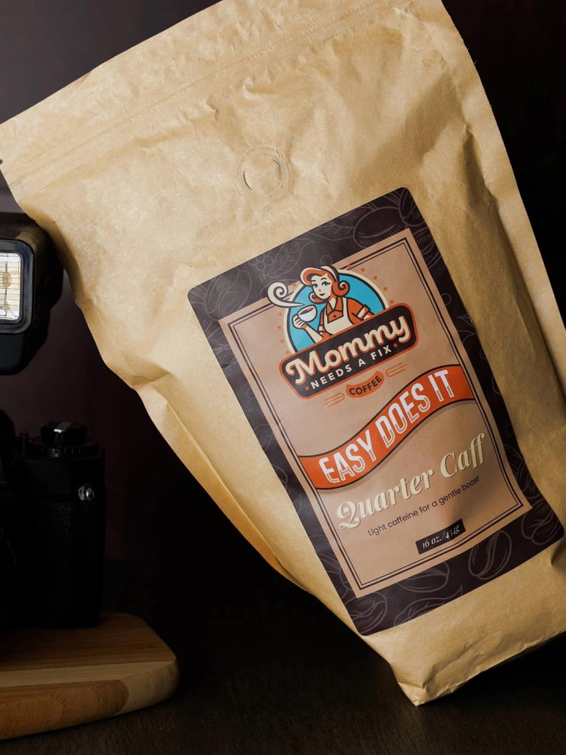 Mommy Needs a Fix Quarter Caff Ground Coffee | Medium Roast | 100% All Natural Arabica Beans | Chemical Free Swiss Water Process | Pregnancy & Breastfeeding Friendly | Roasted in the USA | 1 lb