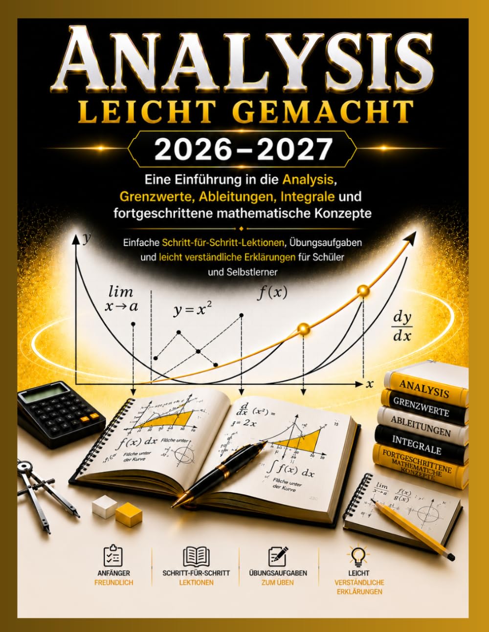 Analysis leicht gemacht 2026–2027: Eine Einführung in die Analysis, Grenzwerte, Ableitungen, Integrale und fortgeschrittene mathematische Konzepte ... für Schüler und (Peak Brain Study Guide)