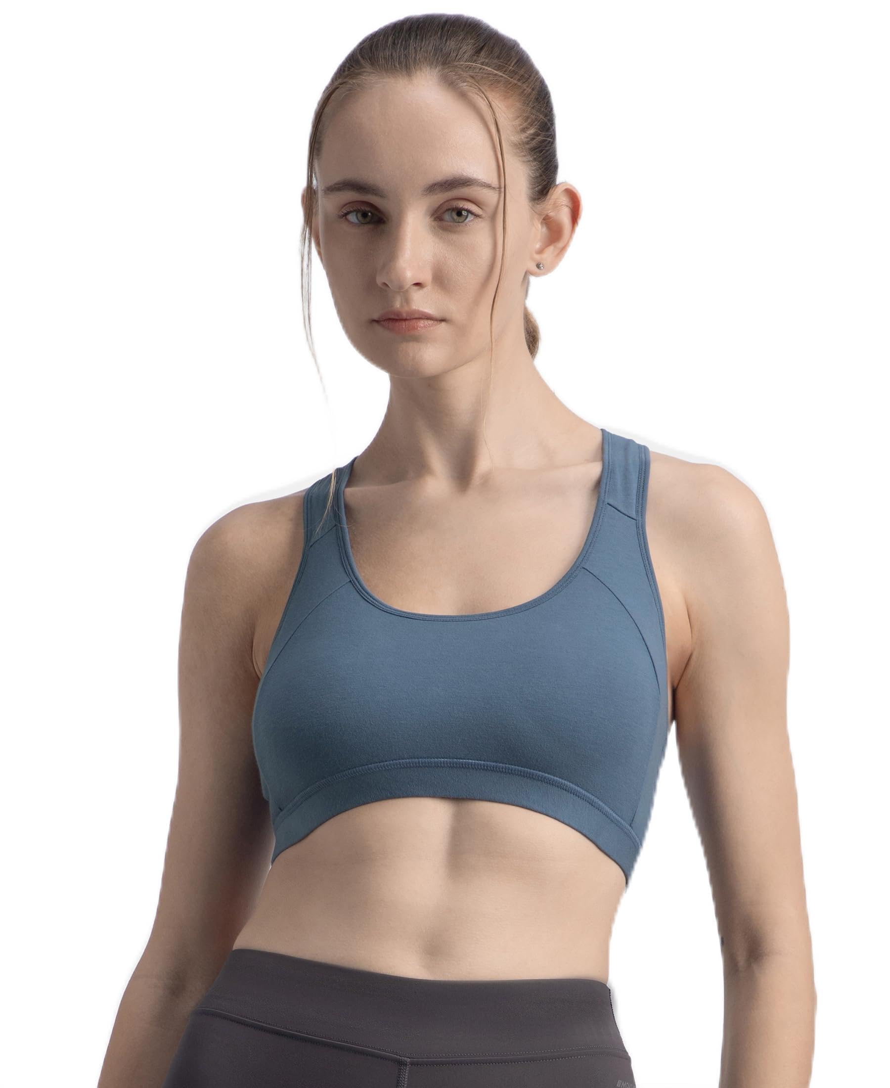 jockey 1380 Women's Wirefree Padded Super Combed Cotton Elastane Stretch Full Coverage Racerback Styling Active Bra with StayFresh and Moisture Move Treatment_Frost_XXL-picture-23