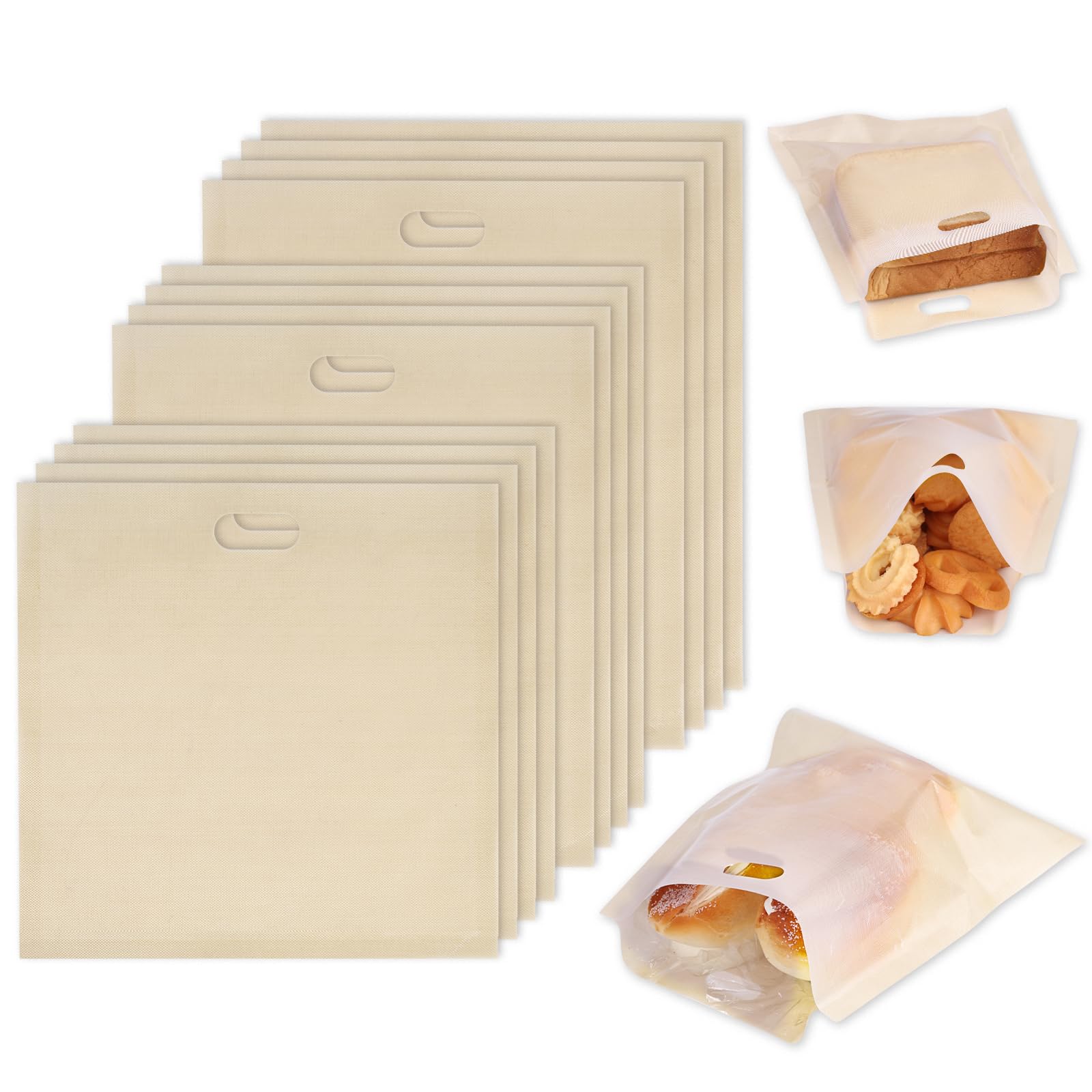 Non-Stick Toastabags Wiederverwendbar – 12 Stück, Hitzebeständig Bis 260°C | Für Toaster, Backofen & Mikrowelle | Antihaft Für Sandwiches & Pizza