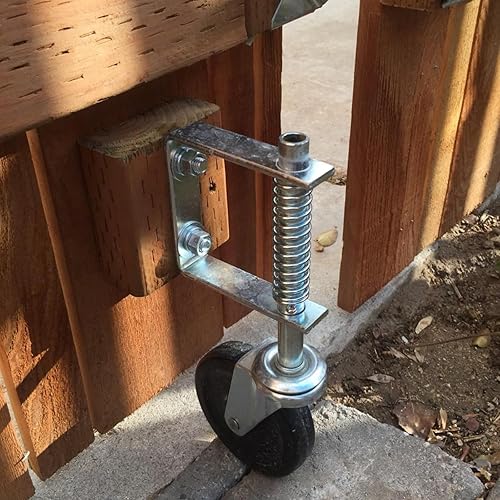 Miniatura 5 de Paquete de 2 ruedas de puerta con resorte de 4 pulgadas, ruedas de puerta resistentes con resorte para residencial, granja, fábrica, empresa,