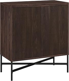 Henn&Hart 28" Fluted Wooden Accent Cabinet, Ribbed Modern Sideboard Buffet Cabinet with 2 Doors and an Adjustable Shelf for Living Room, Dining Room, Bedroom or Entryway, Alder Brown