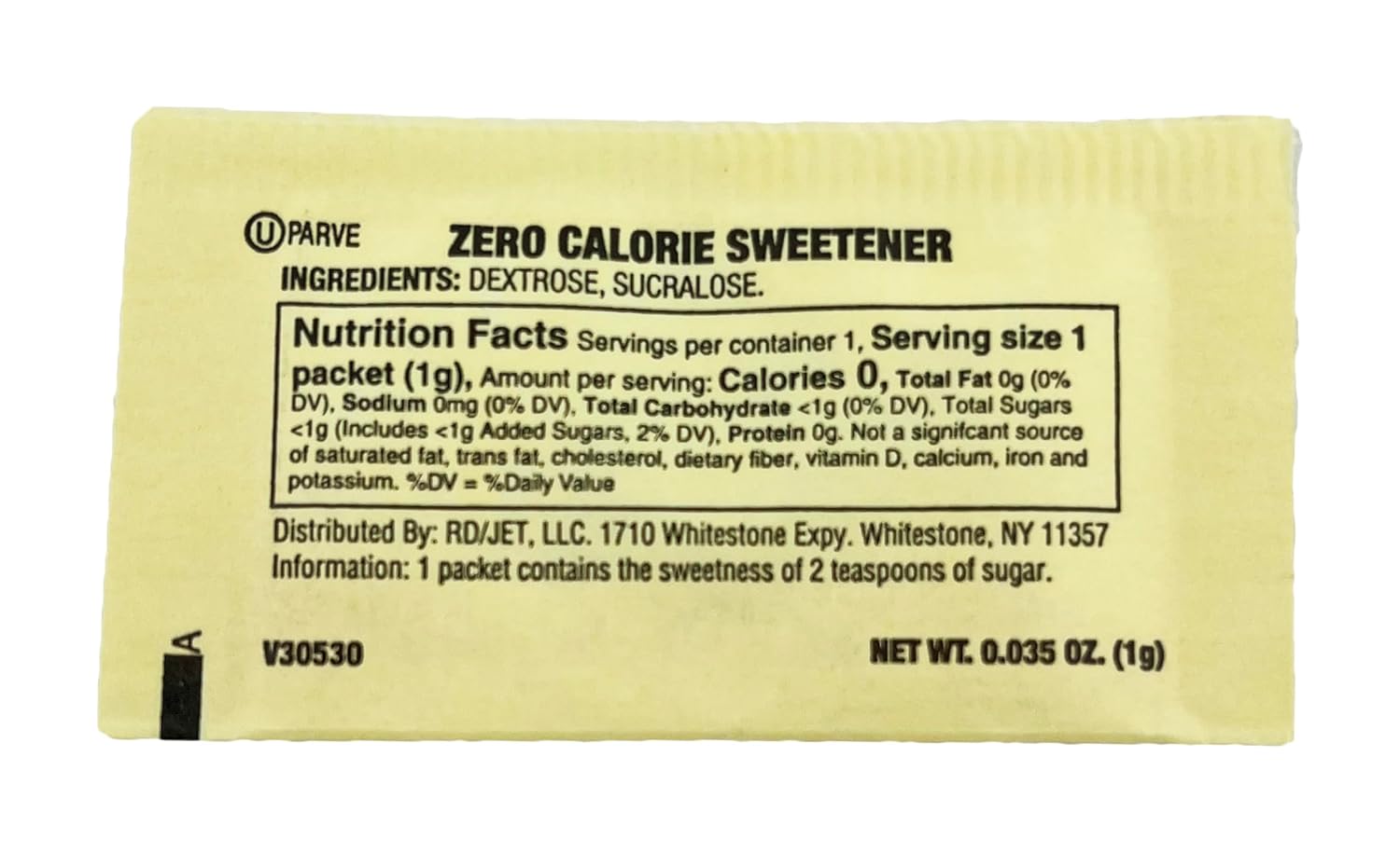 Chef's Quality Zero Calorie Sweetener, Sucarlose (Yellow), 1,000/1g packets