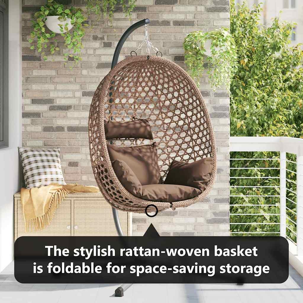 vidaXL Wiszące krzesło jajo polirattan 104 x 100 x 191 cm kawowy