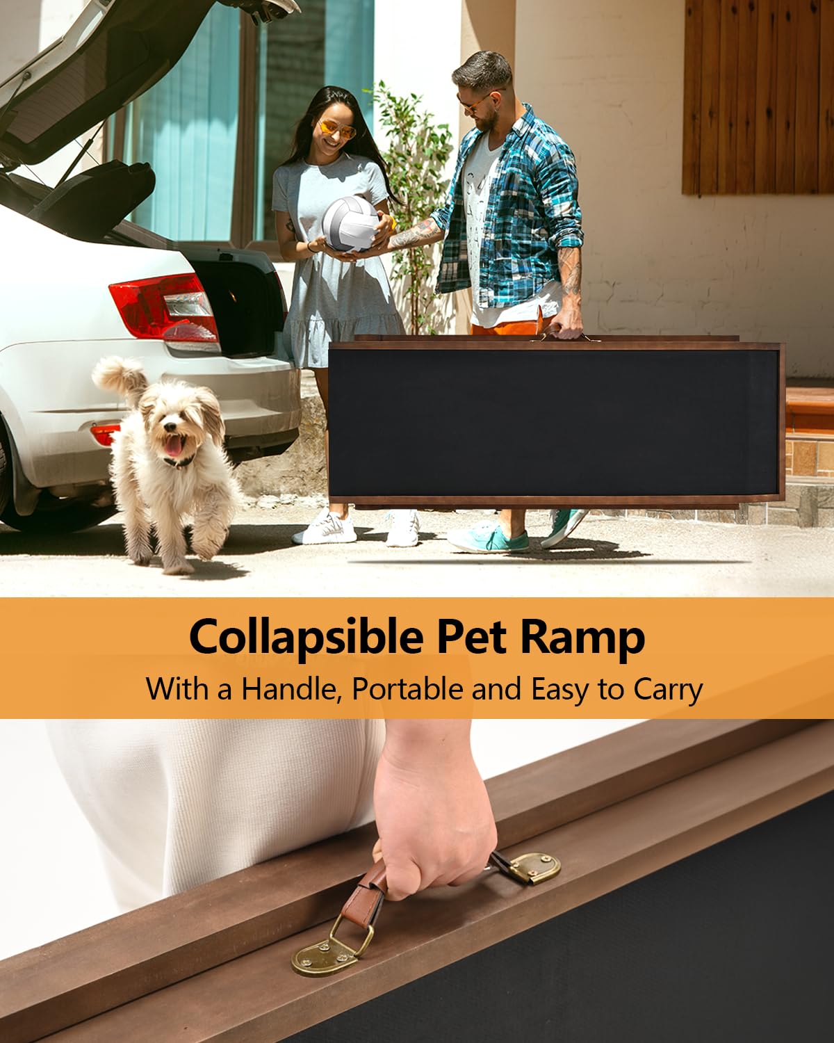 Hunderampe fürs Bett, verstellbare Haustierrampe für Hunde, um aufs Bett zu gelangen, Faltbare Hundebettrampe für kleine/mittelgroße/große Hunde/Katzen, Hunderampe aus Holz für hohe Betten/Sofas