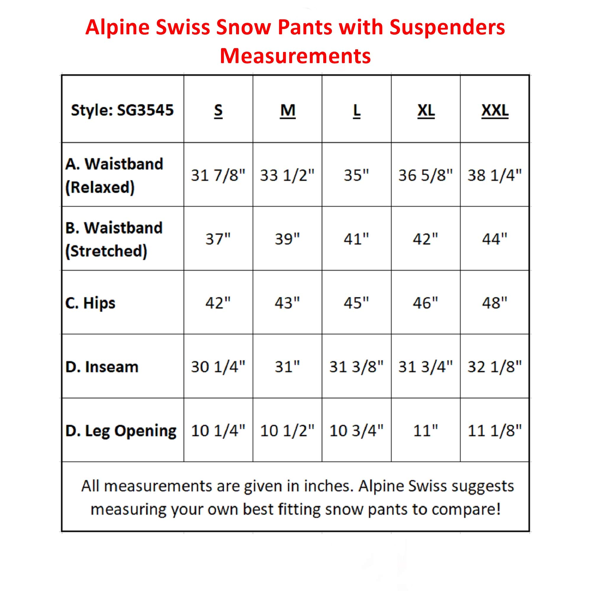 alpine swiss Męskie wodoodporne spodnie śniegowe ze zdejmowanymi szelkami, izolowane zimowe spodnie narciarskie na snowboardzie, Czarny, XXL