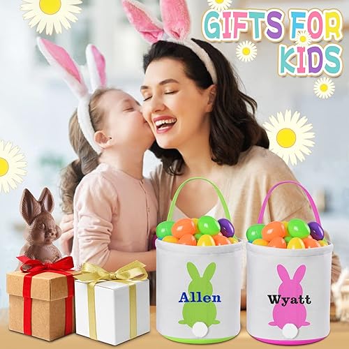 Miniatura 27 de Cestas de Pascua personalizadas para niños, cesta de Pascua, regalos de Pascua, cesta de conejo de Pascua, cesta de caza de huevos de Pascua, cesta