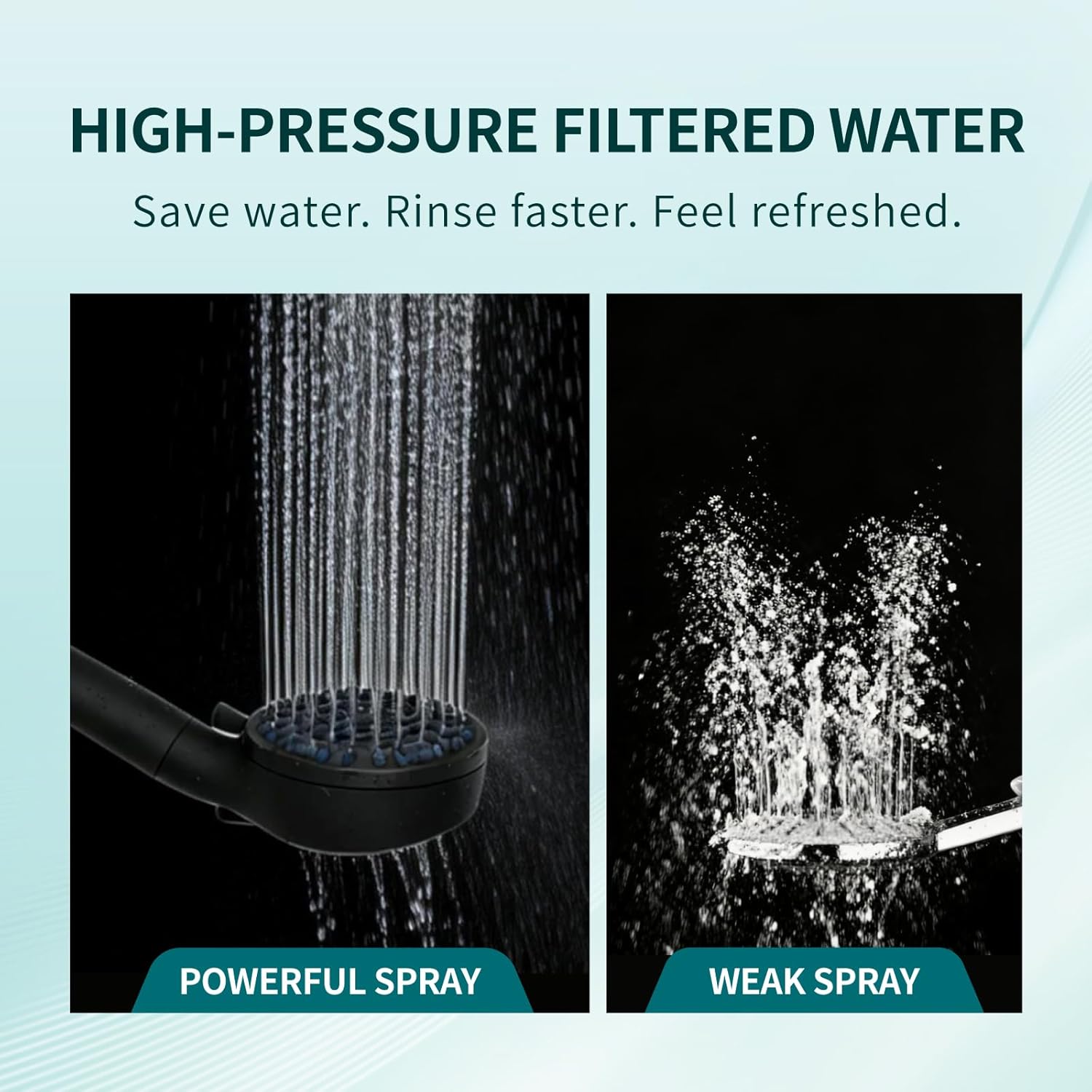 Black High Pressure Handheld Filtered Shower Head, 7 Spray Settings with Water Saving Pause Mode, for Hard Water Remove Chlorine Relieve Dry Skin, Universal Replaceable Filter