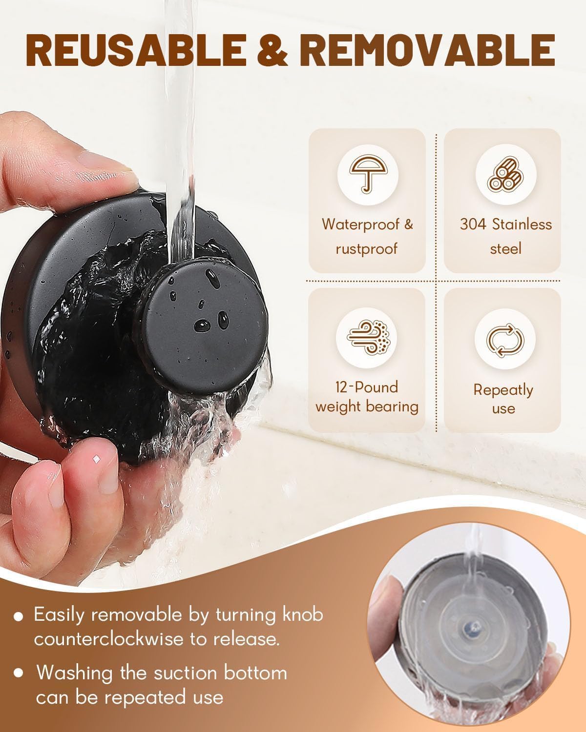 YUANQIAN Suction Cup Hooks for Wreaths on Glass, Waterproof No-Drill Shower Hooks for Towels, Robes, Coats, Wreaths,Wall Mount Hook for Bathroom, Kitchen and Wreath Hanger for Front Door
